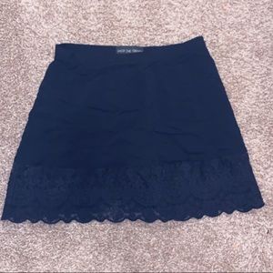 Black mini skirt with lace trim